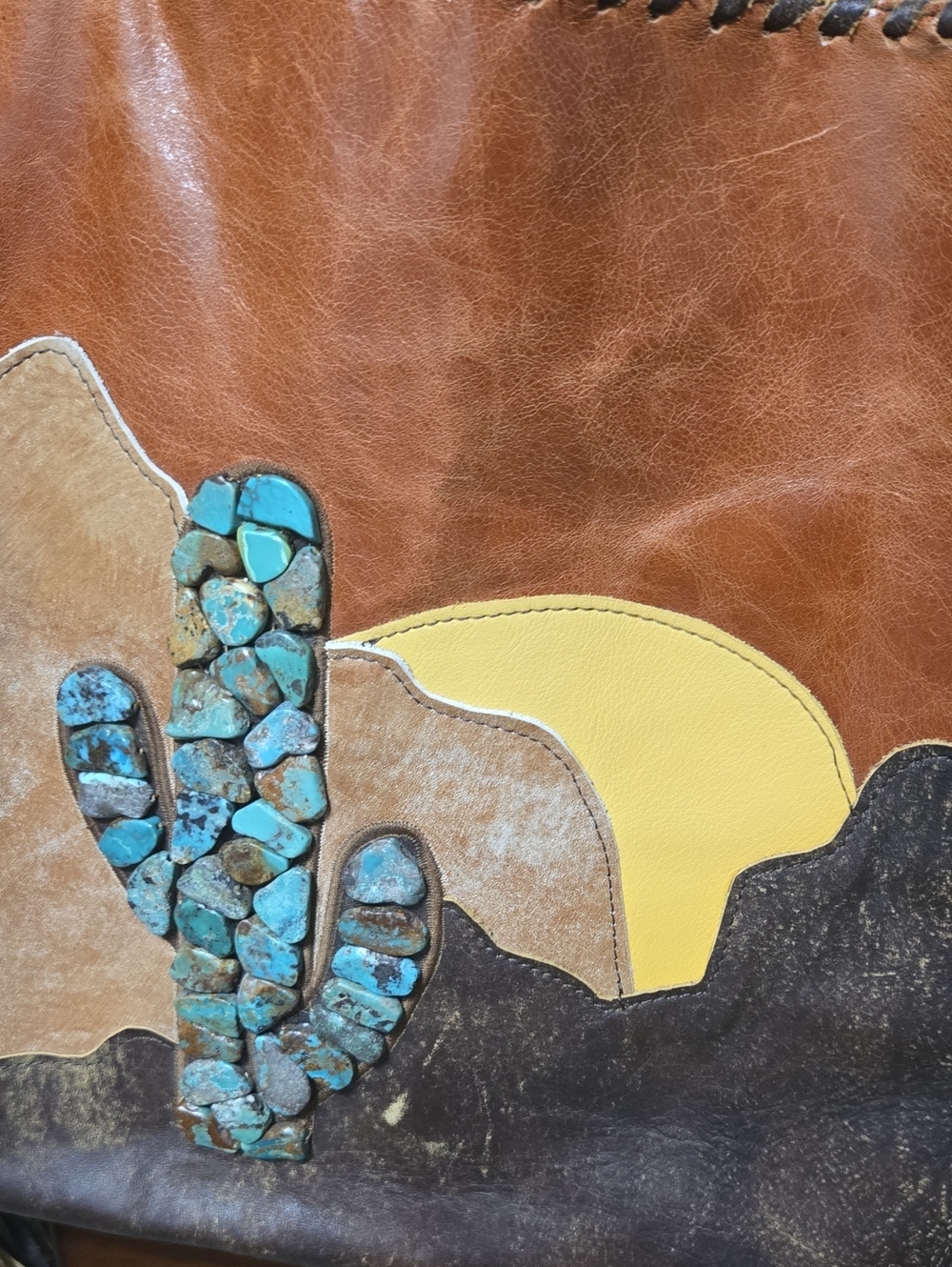 Kurtmen~ "ARIZONA SUNSET" ~REAL Nevada Turquoise ~ Saguaro Cactus~ - Picture 8 of 9